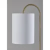 Adesso Amira Shelf Floor Lamp Antique Brass: 64" Tall, White Drum Shade, Storage Shelves, ETL Listed