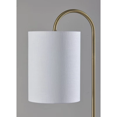 Adesso Amira Shelf Floor Lamp Antique Brass: 64" Tall, White Drum Shade, Storage Shelves, ETL Listed 1 Adesso Amira Shelf Floor Lamp Antique Brass: 64" Tall, White Drum Shade, Storage Shelves, ETL Listed