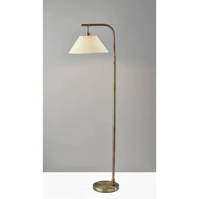 Adesso Hayes Floor Lamp Antique Brass: ETL Listed, Linen Drum Shade, Metal Body, Rotary Switch 1 Adesso Hayes Floor Lamp Antique Brass: ETL Listed, Linen Drum Shade, Metal Body, Rotary Switch