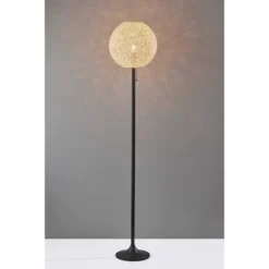 Adesso Havana Floor Lamp Bronze: Midcentury Design, Pull Chain, ETL Listed, Metal Body