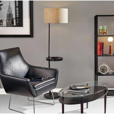 63.5" Oliver Charge Shelf Floor Lamp Black - Adesso 6 63.5" Oliver Charge Shelf Floor Lamp Black - Adesso - Image 6