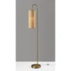 Adesso Mendoza Floor Lamp Brass: Antique Brass Finish, Cylinder Shade, ETL Listed, Metal Body