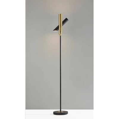 LED Vega Torchiere Black/Brass (Includes LED Light Bulb) - Adesso 2 LED Vega Torchiere Black/Brass (Includes LED Light Bulb) - Adesso - Image 2