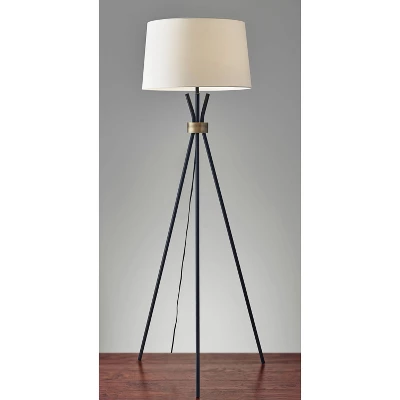 60" 3-way Benson Floor Lamp Black - Adesso 1 60" 3-way Benson Floor Lamp Black - Adesso