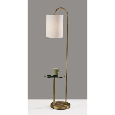 Adesso Amira Shelf Floor Lamp Antique Brass: 64" Tall, White Drum Shade, Storage Shelves, ETL Listed 3 Adesso Amira Shelf Floor Lamp Antique Brass: 64" Tall, White Drum Shade, Storage Shelves, ETL Listed - Image 3