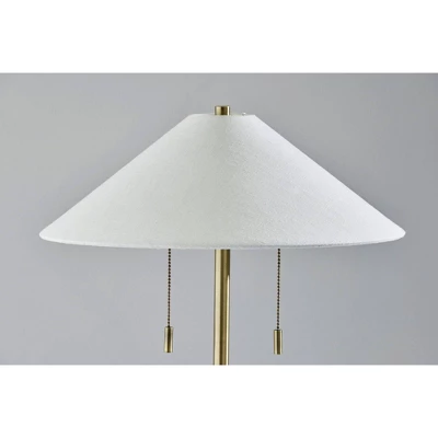 Adesso Claremont Table Lamp Antique Brass: Off-White Linen Shade, Dual Pull Chain, ETL Listed 3 Adesso Claremont Table Lamp Antique Brass: Off-White Linen Shade, Dual Pull Chain, ETL Listed - Image 3