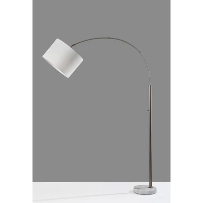 Adesso Rigley Arc Lamp Steel: Modern Polyester Shade, ETL Listed, Metal Body, 71" Height 2 Adesso Rigley Arc Lamp Steel: Modern Polyester Shade, ETL Listed, Metal Body, 71" Height - Image 2