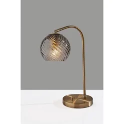 Adesso 25 Adesso Camden Desk Lamp Antique Brass: ETL Listed, Glass Shade, Metal Body, No Assembly Required