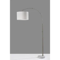 Adesso Rigley Arc Lamp Steel: Modern Polyester Shade, ETL Listed, Metal Body, 71" Height