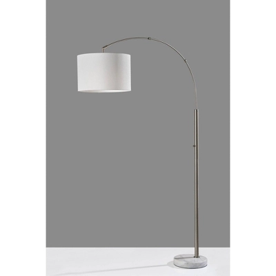 Adesso Rigley Arc Lamp Steel: Modern Polyester Shade, ETL Listed, Metal Body, 71" Height 1 Adesso Rigley Arc Lamp Steel: Modern Polyester Shade, ETL Listed, Metal Body, 71" Height