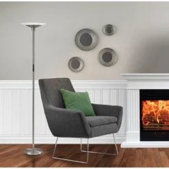 Adesso 21 Solar Torchiere (Includes LED Light Bulb) Silver - Adesso