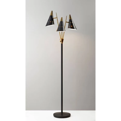 66" Nadine 3-Arm Floor Lamp Black - Adesso 1 66" Nadine 3-Arm Floor Lamp Black - Adesso
