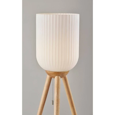 Adesso Kinsley Floor Lamp Natural: Tripod Base, Frosted Ribbed Glass Shade, ETL Listed, 100W 3 Adesso Kinsley Floor Lamp Natural: Tripod Base, Frosted Ribbed Glass Shade, ETL Listed, 100W - Image 3