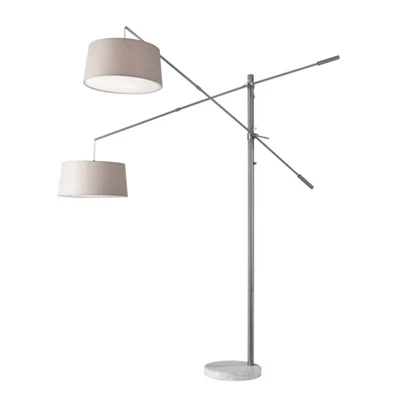 78" Manhattan Two Arm Arc Lamp Steel - Adesso 2 78" Manhattan Two Arm Arc Lamp Steel - Adesso - Image 2