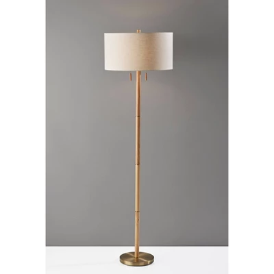 Madeline Floor Lamp Natural Rubberwood Antique Brass - Adesso 4 Madeline Floor Lamp Natural Rubberwood Antique Brass - Adesso - Image 4