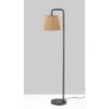 Adesso Tahoma Floor Lamp Black: Modern Metal Lighting With Polyester Drum Shade, UL Listed