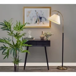 Jerome Floor Lamp Black/Antique Brass - Adesso