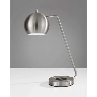 18" X 20.5" Wireless Charging Table Lamp Medium Silver - Adesso 2 18" X 20.5" Wireless Charging Table Lamp Medium Silver - Adesso - Image 2