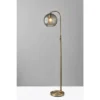Adesso Camden Floor Lamp Antique Brass: Smoked Glass Globe, Mid-Century Modern Design, ETL Listed