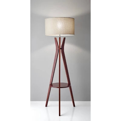 59.5" 3-way Bedford Shelf Floor Lamp Brown - Adesso 1 59.5" 3-way Bedford Shelf Floor Lamp Brown - Adesso