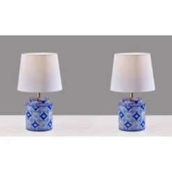Adesso (Set Of 2) Polly Bonus Table Lamps White And Blue: Ceramic Base, Polyester Drum Shade, ETL Listed 8 Adesso (Set Of 2) Polly Bonus Table Lamps White And Blue: Ceramic Base, Polyester Drum Shade, ETL Listed -Adesso GUEST 58ebdadf 09a8 45aa 91cc 485507a6294d