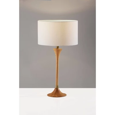 Rebecca Table Lamp Natural Rubberwood With Antique Brass Accent - Adesso 4 Rebecca Table Lamp Natural Rubberwood With Antique Brass Accent - Adesso - Image 4