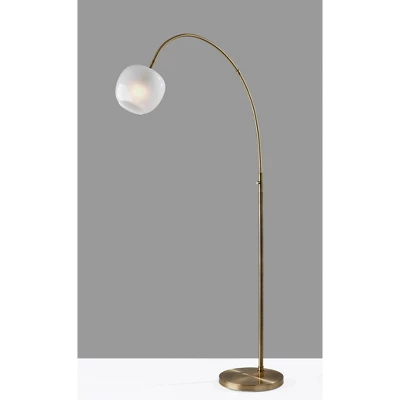 Adesso Magnolia Arc Lamp Brass: Modern Antique Finish, Glass Shade, ETL Listed, 72" Height 1 Adesso Magnolia Arc Lamp Brass: Modern Antique Finish, Glass Shade, ETL Listed, 72" Height