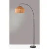 Adesso Amalfi Arc Lamp Black: Modern Metal Floor Lamp With Linen Shade, ETL Listed, 75" Height