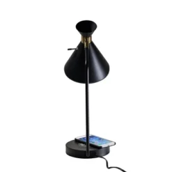 19" Wireless Charging Table Lamp Matte Black - Adesso