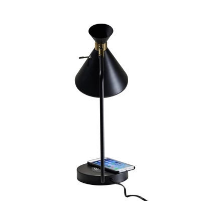19" Wireless Charging Table Lamp Matte Black - Adesso 1 19" Wireless Charging Table Lamp Matte Black - Adesso
