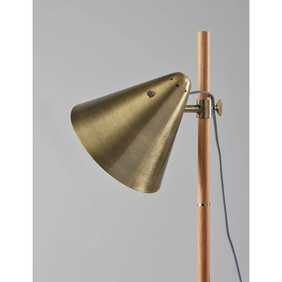 Bryn Floor Lamp Natural Rubberwood Antique Brass - Adesso 4 Bryn Floor Lamp Natural Rubberwood Antique Brass - Adesso - Image 4