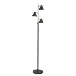 Adesso Slender Tree Lamp (Includes LED Light Bulb) Black: Modern Dimmable Metal Floor Lamp, ETL Listed