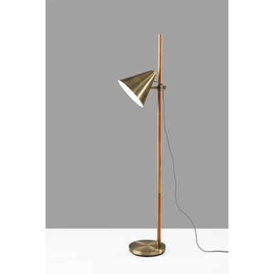 Bryn Floor Lamp Natural Rubberwood Antique Brass - Adesso 6 Bryn Floor Lamp Natural Rubberwood Antique Brass - Adesso - Image 6