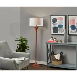 Adesso 11 Rebecca Floor Lamp Walnut Rubberwood With Antique Brass Accent - Adesso