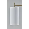 Adesso Zion Floor Lamp Antique Brass: Mid-Century Modern, White Textured Drum Shade, ETL Listed