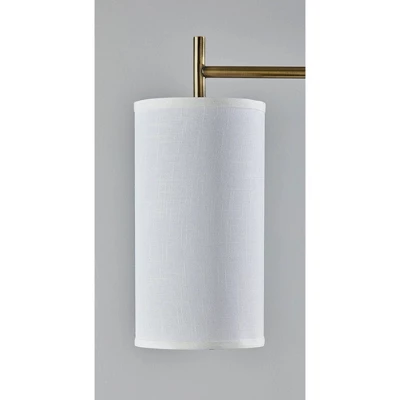 Adesso Zion Floor Lamp Antique Brass: Mid-Century Modern, White Textured Drum Shade, ETL Listed 1 Adesso Zion Floor Lamp Antique Brass: Mid-Century Modern, White Textured Drum Shade, ETL Listed