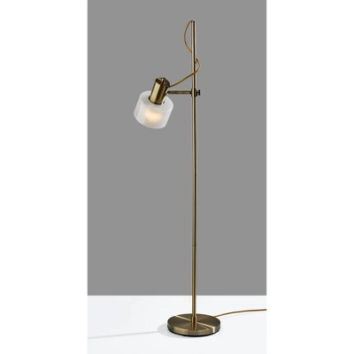 Adesso Rhodes Floor Lamp Brass: Antique Finish, Adjustable Glass Shade, ETL Listed, 56" Height 1 Adesso Rhodes Floor Lamp Brass: Antique Finish, Adjustable Glass Shade, ETL Listed, 56" Height