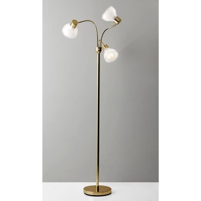 69" Presley 3 Arm Floor Lamp Gold - Adesso 1 69" Presley 3 Arm Floor Lamp Gold - Adesso