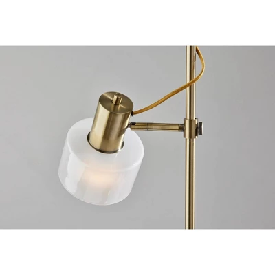 Adesso Rhodes Floor Lamp Brass: Antique Finish, Adjustable Glass Shade, ETL Listed, 56" Height 3 Adesso Rhodes Floor Lamp Brass: Antique Finish, Adjustable Glass Shade, ETL Listed, 56" Height - Image 3