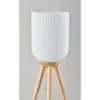 Adesso Kinsley Floor Lamp Natural: Tripod Base, Frosted Ribbed Glass Shade, ETL Listed, 100W