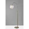 Adesso Magnolia Floor Lamp Brass: 61.75" Tall, Glass Shade, ETL Listed, Antique Finish