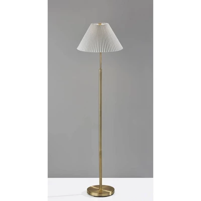 Adesso Jeremy Floor Lamp Antique Brass: Linen Shade, 3-Way Switch, Metal Body, UL Listed 1 Adesso Jeremy Floor Lamp Antique Brass: Linen Shade, 3-Way Switch, Metal Body, UL Listed