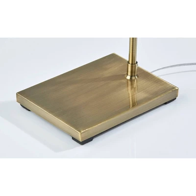 Adesso Zion Floor Lamp Antique Brass: Mid-Century Modern, White Textured Drum Shade, ETL Listed 2 Adesso Zion Floor Lamp Antique Brass: Mid-Century Modern, White Textured Drum Shade, ETL Listed - Image 2