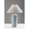 Adesso Catalina Table Lamp Blue: Ceramic Base, Off-White Polyester Shade, ETL Listed, 25" Height