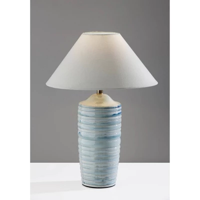 Adesso Catalina Table Lamp Blue: Ceramic Base, Off-White Polyester Shade, ETL Listed, 25" Height 1 Adesso Catalina Table Lamp Blue: Ceramic Base, Off-White Polyester Shade, ETL Listed, 25" Height