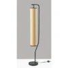 Adesso Lyons Floor Lamp Black: Modern Metal Design, ETL Listed, 3 Bulb Capacity, Beige Shade