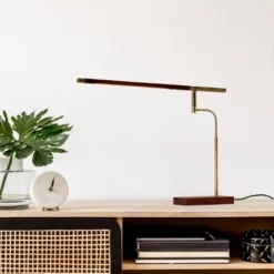 LED Barrett Desk Lamp Walnut/Brass (Includes LED Light Bulb) - Adesso