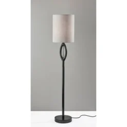 Adesso Mayfair Floor Lamp Black: Modern Design, ETL Listed, Metal Body, Polyester Shade, 61" Height