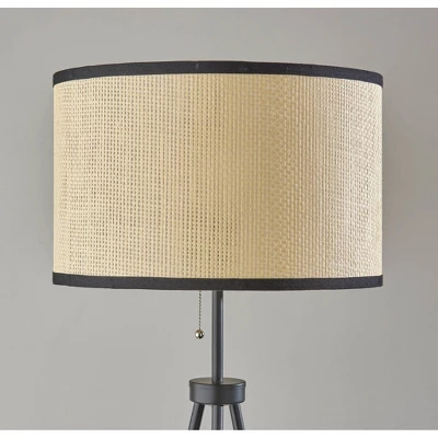 Adesso Raven Floor Lamp Black: Tripod Base, Natural Woven Paper Shade, 58.5" Height 2 Adesso Raven Floor Lamp Black: Tripod Base, Natural Woven Paper Shade, 58.5" Height - Image 2