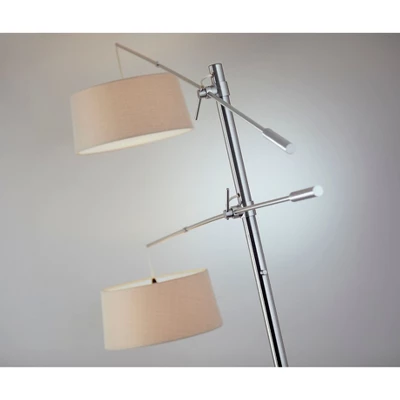 78" Manhattan Two Arm Arc Lamp Steel - Adesso 4 78" Manhattan Two Arm Arc Lamp Steel - Adesso - Image 4